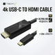 Кабель/адаптер USB-C to HDMI 2.0 4K 60Hz TECHly 2 м, чорный для пк, ноутбуку, планшету, смартфону Android, Iphone, Ipad - изображение 1