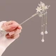 Заколка шпилька для волос бабочка с цветком и подвесками - изображение 1