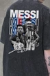 Чоловіча Виварена Оверсайз Футболка Without Washed З Принтом Messi L/XL Gray - зображення 2
