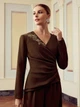 Блуза с вырезом Shein sz25060383257939398 L коричневая (100007779) - изображение 4