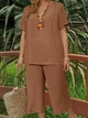 Комплект (блуза + штани) Shein sz2404290514309341 0XL коричневий (100008306) - зображення 4