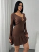 Свитер-платье Shein sz25070966621837199 L коричневый (100008156) - изображение 4
