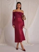 Топ с открытыми плечами Shein sz2409286719983792 S бордовый (100007556) - изображение 7