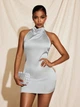 Атласна міні сукня Shein sz25033109252845997 S срібляста (100007716) - зображення 7