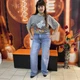 Джинсы женские прямые палаццо стрейч большого размера 32 голубые - изображение 7