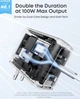 Зарядний пристрій Anker 100W USB-C Charger, 3 порти швидкої зарядки з технологією GAN, кольоровий дисплей - Silver (американська вилка) - зображення 2