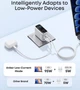 Зарядний пристрій Anker 100W USB-C Charger, 3 порти швидкої зарядки з технологією GAN, кольоровий дисплей - Silver (американська вилка) - зображення 5