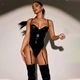 Боді під латекс з підв'язками та ефектом «Wet Look» Sexy S чорний (3-225) - зображення 1