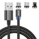 Кабель магнітний Denmen D09E 3 в 1 Lightning, Type-C, Micro-USB чорний - зображення 1