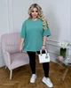 Футболка женская из турецкого кулира оверсайз удлинённая базовая весенне-летняя G&M k-129223 54-58 Размер цвет мята - изображение 2