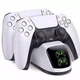 Зарядка для джойстика PS5 Dobe Док Станция для PlayStation 5 PS5 DualSense на 2 геймпада с LED подсветкой Белый - изображение 2