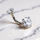 Серьга для пирсинга пупка с белыми фианитами бананка классика Liresmina Jewelry нержавеющая сталь - изображение 1