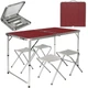 Раскладной стол туристический чемодан набор с 4 стульями Folding Table для пикника рыбалки дачи и кемпинга 120х60 см Коричневый - изображение 1