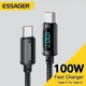 Комплект для швидкого заряджання: Мережевий зарядний пристрій 100W Essager GAN QC4.0+PD3.0 швидка зарядка для ноутбука, телефона та планшета 4 порти 2xType-C + 2xUSB-A Black + кабель 100W з LED-дисплеєм Essager PD Type-C - Type-C 5A 1м чорний - зображення 3