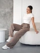 Женские штаны прямые летние из хлопковой плащевки Tencel Dubai светло-коричневые S - изображение 8