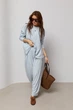 Однотонный свободный костюм со свободным лонгом и штанами Lurex Голубой One Size (31213) - изображение 1