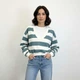 Женский свитшот свободного кроя в полоску KAPTSOVA MKKS221177 - one size, Бірюзовий - изображение 1