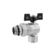 Кран кульовий кутовий американка Kroner 3/4" ВН, латунний, PN40, метелик, нікельований, з антипротіканням - зображення 1