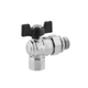 Кран кульовий кутовий американка Kroner 1/2" ВН, латунний, PN40, метелик, нікельований, з антипротіканням - зображення 3