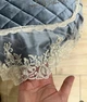 Велюрова накладка чохол на стілець 50 на 50 см з кружевом синій - зображення 2