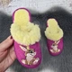 Капці дитячі для дівчинки Белста малинові з овчиною та вишивкою Зайчик 35р (22 см) 1824 - зображення 3