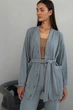 Жіночий фактурний костюм з паском (кардиган+штани) Nenka L Сірий (nenka3261-L) - зображення 2