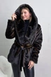 Жіноча шуба з паском та капюшоном Nenka 48 Шоколадний (nenka3615-SM) - изображение 5