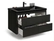 Тумба Alba консольная с черным умывальником Alba 55 ( 2 ящика) черная - изображение 2