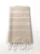 Полотенце пляжное большое 100×180 см турецкое Peshtemal Beige для пляжа моря бассейна бежевое - изображение 4