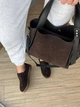 Женская сумка шопер бохо мягкая коричневая из замши эко-кожи с плечевым ремнем (0555-1) - изображение 8