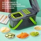 Овощерезка ручная Veggie Slicer 22в1 с контейнером и 13 насадками, мультирезка для овощей и фруктов Серая с зеленым - изображение 5