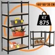 Складський Стелаж Поличковий 180 х 90 х 30 см для Зберігання Чорний 4Points StrongShelf Металевий Розбірний з 5 Полицями МДФ по 175 кг - зображення 1