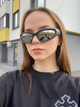 Солнцезащитные черные очки-овалы с зеркальными линзами в стиле Y2K - изображение 1