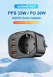 Зарядний пристрій ASOMETECH WP09-F-PD 33W GaN PPS PD USB C, розетка настінна з розетками змінного струму 4000W швидка зарядка для iPhone, Samsung 1C2A + 1AC Black - зображення 10