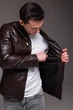 Куртка Slim Fit Х чоловіча еко шкіра весняна осіння 58 коричнева (2508) - зображення 9