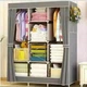 Складной тканевый шкаф для одежды и обуви RIAS Storage Wardrobe 88130, 3 секции, 8 полок, металлический каркас, серый, 175х130х45 см - изображение 2