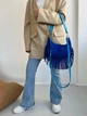Сумка багет из натуральной замши и кожи двухсторонняя средняя ARTiS Bags 1824 синяя - изображение 4