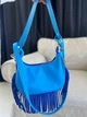 Сумка багет из натуральной замши и кожи двухсторонняя средняя ARTiS Bags 1824 синяя - изображение 7