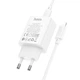 Мережевий зарядний пристрій з кабелем HOCO C143A Benefit single port PD20W charger set(C to iP) White - зображення 7