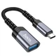 Адаптер Hoco UA24 Type-C male USB female 3.0 0.18 м металл серый для подключения устройств - изображение 1