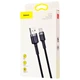 Кабель Baseus Cafule USB Type-C 3А 1м сірий чорний для швидкого заряджання та передачі даних - зображення 2