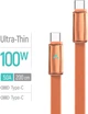 Кабель Colorway Type-C - Type-C (ultra-thin) (PD Fast Charging 100W) 5А 1м Orange (CW-CBPDCC100-OR) - изображение 4