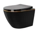 Підвісний унітаз REA CARLO BLACK MINI FLAT GOLD EDGE чорний - изображение 2