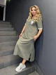 Спортивное летнее платье-макс SOLINNA с боковыми карманами — Качественное лакостное платье MF-050 Хаки, 52-54 - изображение 3