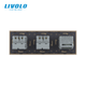 Сенсорний димер LIVOLO з двома розетками з USB Type-C 18Вт, золотий, скло, 16A 230V, із заземленням, шторки - зображення 4