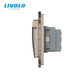 Тройная розетка LIVOLO с крышкой IP44, с заземлением, шторки, золотая, стеклянная рамка, 250В 16А (246640385) - изображение 2