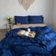Комплект постільної білизни Ell Home (турецький ранфорс) Бежевий+синій сімейний 4 нав 50/70 на резинці 180/200/35 - зображення 5