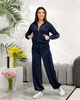 Костюм женский велюровый синего цвета 37681 46/48 - изображение 1