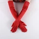 Рукавички атласні жіночі довгі еластичні вище ліктя Silk червоні - зображення 1