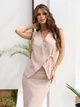 Льняной костюм двойка с длинной юбкой офисный Old Money ISSA PLUS 15656 XL светло-бежевый (issa2007682816477) - изображение 4